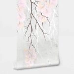 Αυτοκόλλητη Ταπετσαρία τοίχου BRANCHES WITH PINK LEAVES
