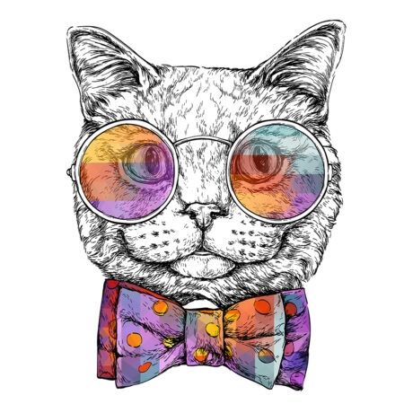 Πίνακας σε καμβά CAT PORTRAIT IN GLASSES - Γατες Sticky 4