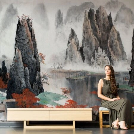 Αυτοκόλλητη Ταπετσαρία τοίχου CHINESE LANDSCAPE OF MOUNTAINS AND WATER - Τοπία