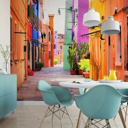 Αυτοκόλλητη Ταπετσαρία τοίχου COLOURFUL BURANO STREET - Χάρτες - Πόλεις Sticky 1
