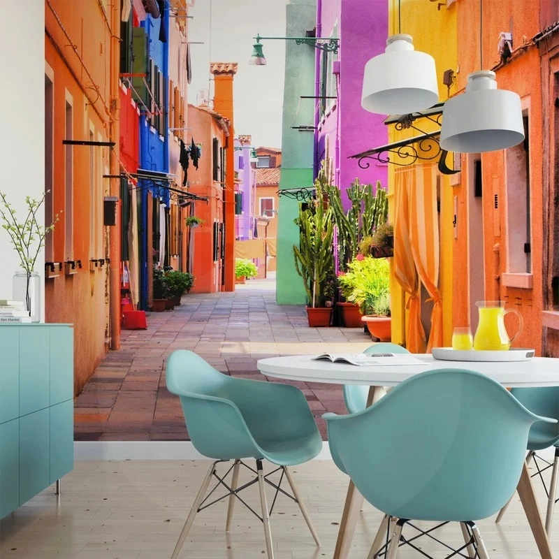 Αυτοκόλλητη Ταπετσαρία τοίχου COLOURFUL BURANO STREET