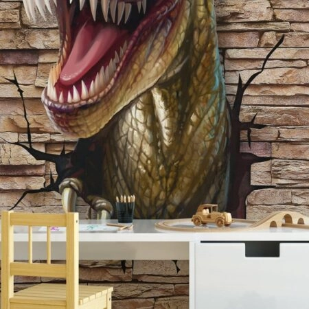 Αυτοκόλλητη Ταπετσαρία τοίχου DINO BREAKING WALL - Παιδικές Ταπετσαρίες Sticky 1