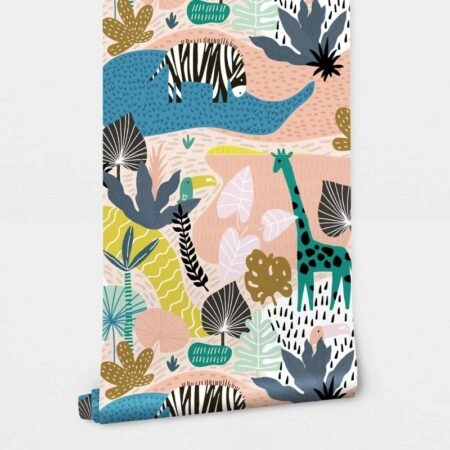 Αυτοκόλλητη Ταπετσαρία τοίχου DOODLE COLORFUL JUNGLE - Παιδικές Ταπετσαρίες Sticky 2