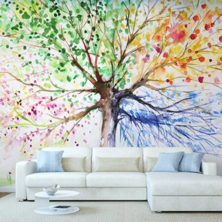 Αυτοκόλλητη Ταπετσαρία τοίχου FOUR SEASONS ARTISTIC TREE - Floral - Λουλουδια Sticky 1
