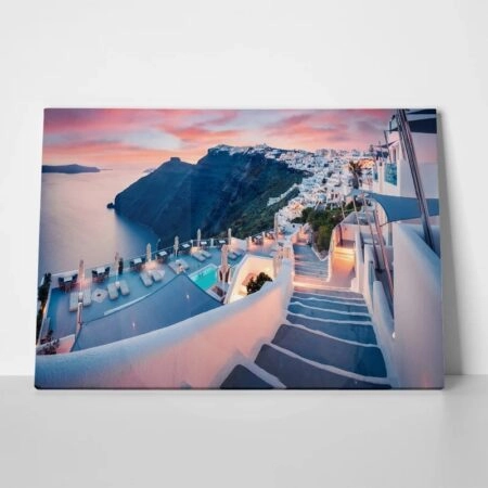 Πινακας σε καμβά GREAT EVENING VIEW SANTORINI FIRA - Νησια