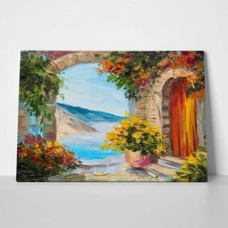 Πινακας σε καμβά HOUSE NEAR SEA 6 - Παραθαλασσιες πολεις και χωρια
