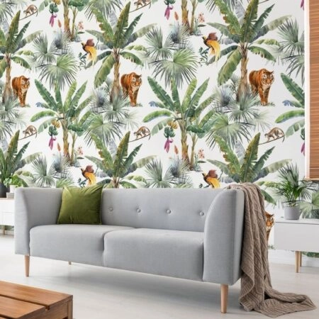 Αυτοκόλλητη Ταπετσαρία τοίχου JUNGLE ANIMALS PATTERN - Tropical