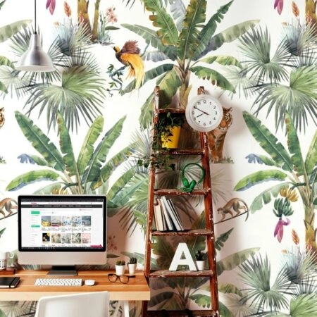 Αυτοκόλλητη Ταπετσαρία τοίχου JUNGLE ANIMALS PATTERN - Tropical Sticky 1
