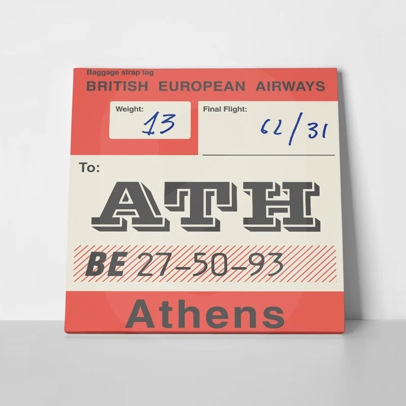 Πίνακας σε καμβά LUGGAGE TAG ATHENS