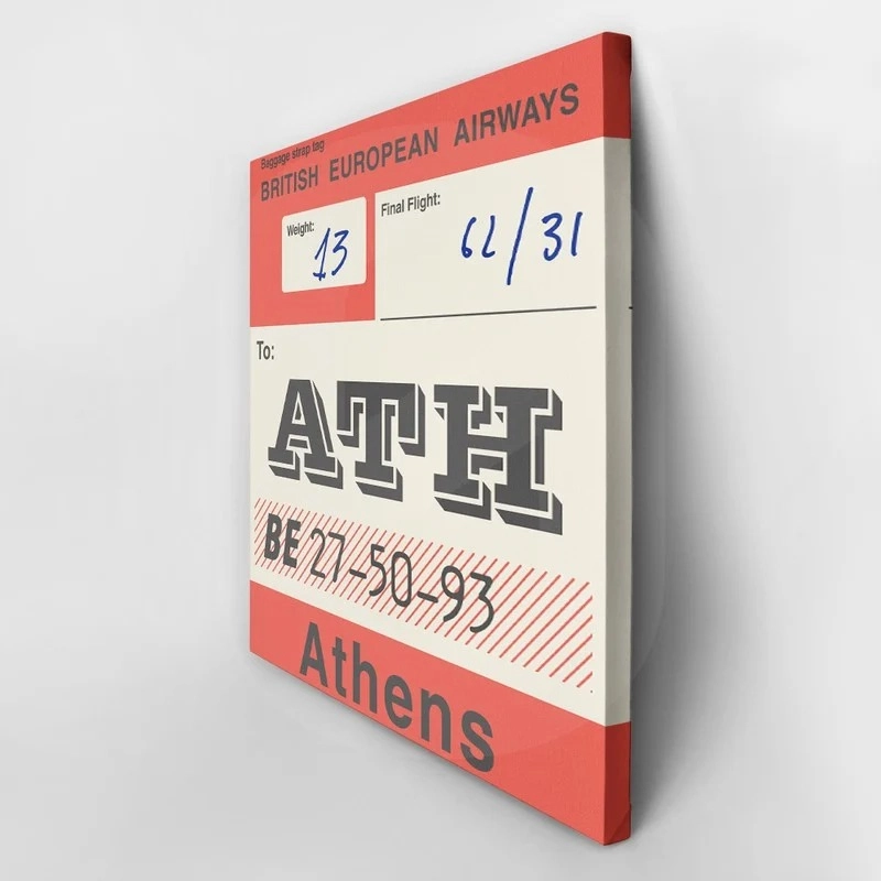 Πίνακας σε καμβά LUGGAGE TAG ATHENS
