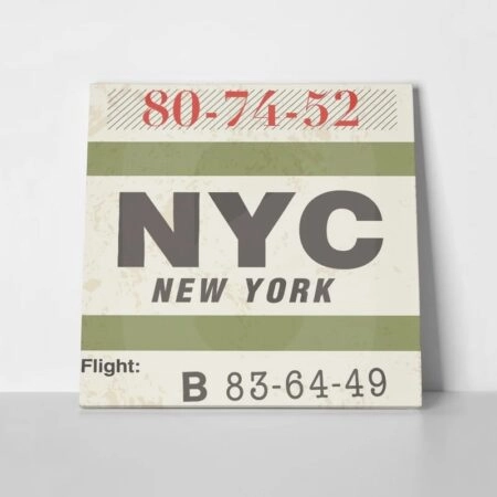Πίνακας σε καμβά LUGGAGE TAG NEW YORK - Typography και Χαρτες