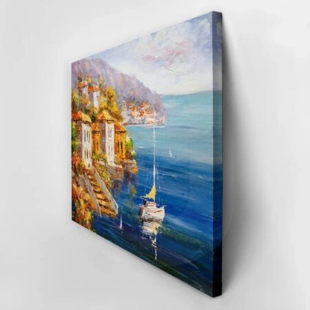 Πινακας σε καμβά OIL PAINTING HARBOUR - Παραθαλασσιες πολεις και χωρια Sticky 2