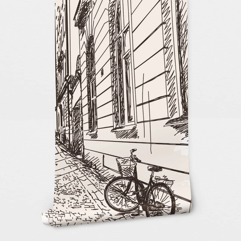 Αυτοκόλλητη Ταπετσαρία τοίχου OLD CITY SKETCH