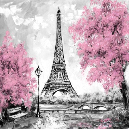 Πίνακας σε καμβά PINK PARIS OIL PAINTING - Πολεις και Αρχιτεκτονικη Sticky 4