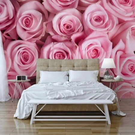 Αυτοκόλλητη Ταπετσαρία τοίχου PINK ROSES - Floral - Λουλουδια