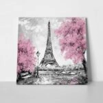 Πίνακας σε καμβά PINK PARIS OIL PAINTING