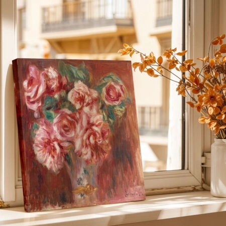 Πίνακας σε καμβά RENOIR - ROSES DANS UN VASE - Pierre Auguste Renoir