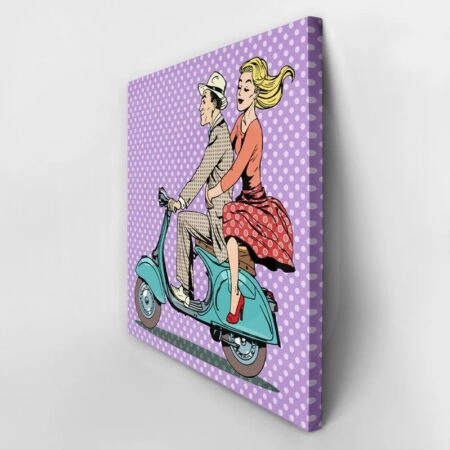 Πίνακας σε καμβά RIDING SCOOTER POP ART - Μηχανες Sticky 2