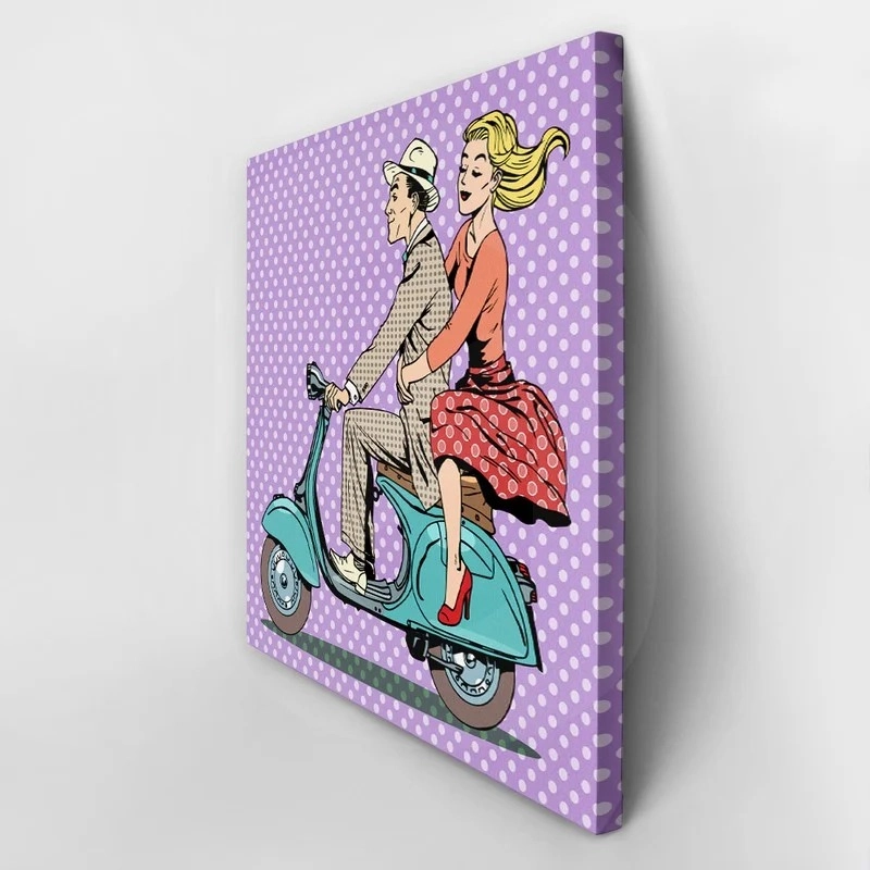 Πίνακας σε καμβά RIDING SCOOTER POP ART