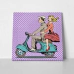 Πίνακας σε καμβά RIDING SCOOTER POP ART