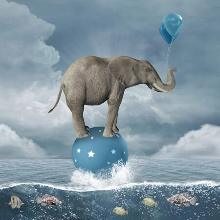 Πίνακας σε καμβά SURREAL ELEPHANT IN SEA - Ελεφαντες Sticky 4