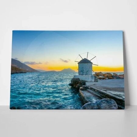 Πινακας σε καμβά TRADITIONAL WINDMILL - Θαλασσα