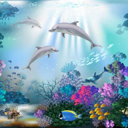 Πινακας σε καμβά UNDERWATER WORLD DOLPHINS - Παιδικοι και set Sticky 4