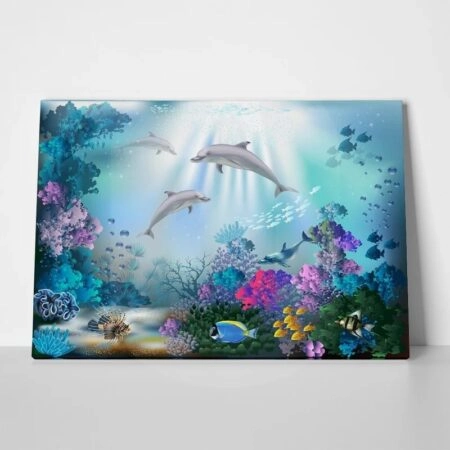 Πινακας σε καμβά UNDERWATER WORLD DOLPHINS - Παιδικοι και set