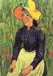 Πινακας σε καμβά VAN GOGH - YOUNG PEASANT WOMAN WITH STRAW HAT