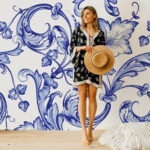 Αυτοκόλλητη Ταπετσαρία τοίχου VINTAGE BLUE FLOWER