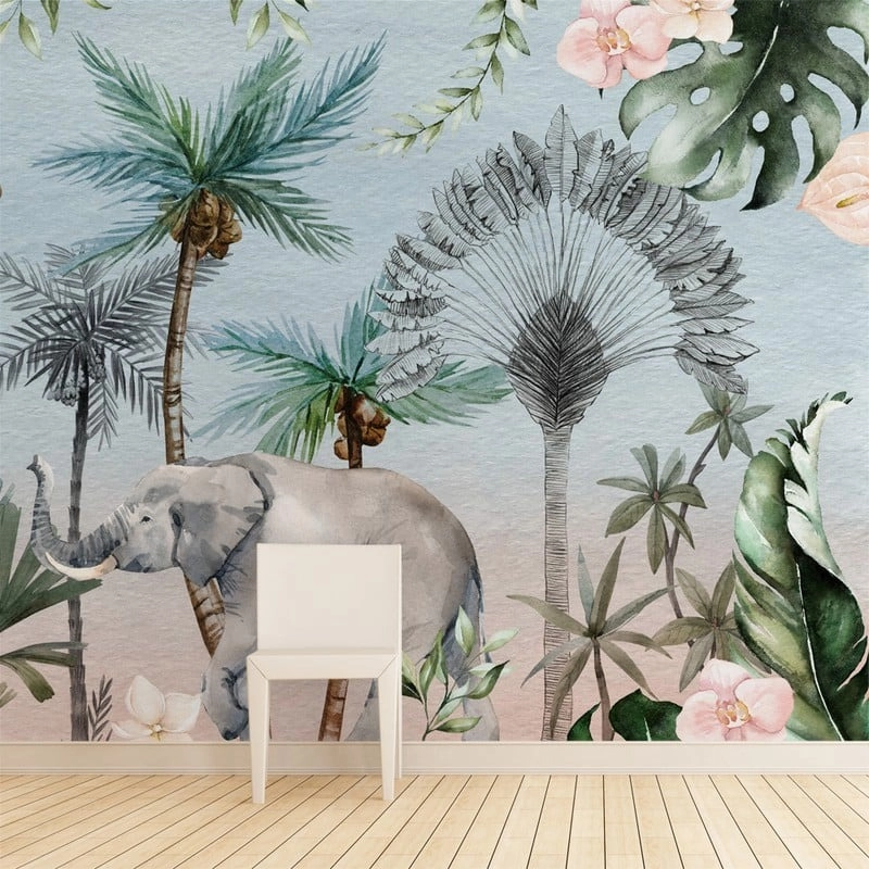 Αυτοκόλλητη Ταπετσαρία τοίχου WATERCOLOR JUNGLE