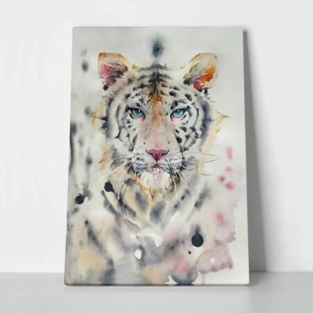 Πινακας σε καμβά WHITE TIGER WATERCOLOR - Ζωα