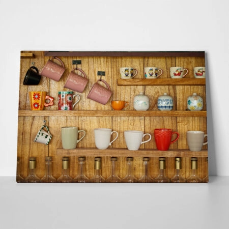 Πινακας σε καμβά WOODEN SHELVES - Food and Drink
