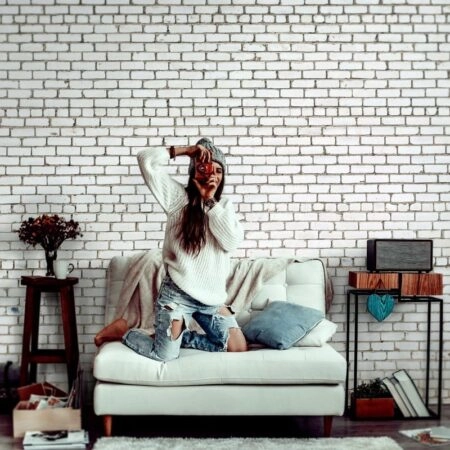 Αυτοκόλλητη Ταπετσαρία τοίχου WHITE BRICK - Απομίμηση υλικών