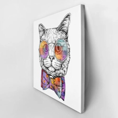 Πίνακας σε καμβά CAT PORTRAIT IN GLASSES - Γατες Sticky 2