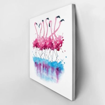 Πίνακας σε καμβά FLAMINGOS WATERCOLOR PAINTING - Πουλια Sticky 2
