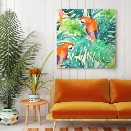 Πίνακας σε καμβά PARROTS WATERCOLOR - Πουλια