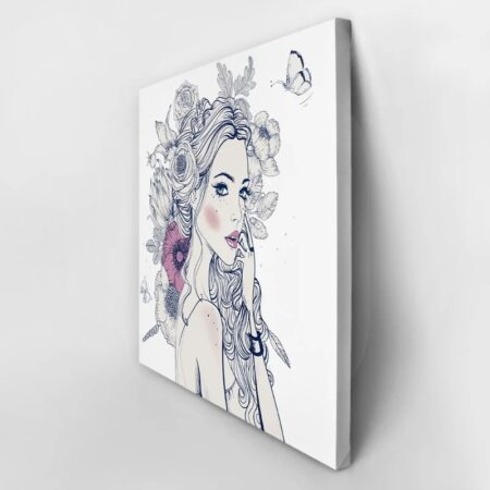 Πίνακας σε καμβά PORTRAIT YOUNG BEAUTIFUL WOMAN FLOWERS - Πορτραιτα και Φιγουρες Sticky 2