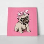 Πίνακας σε καμβά PUPPY PUG HEADBAND