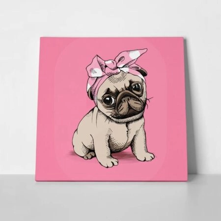 Πίνακας σε καμβά PUPPY PUG HEADBAND