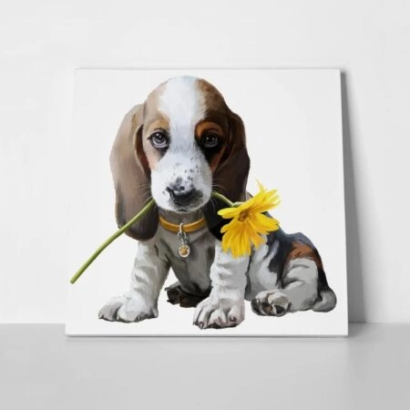 Πίνακας σε καμβά SUNNY FLOWER BEAGLE DOG