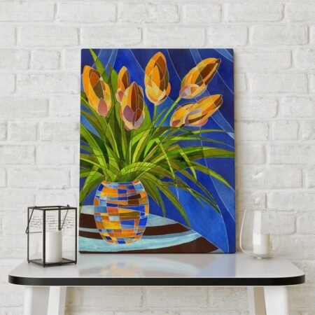 Πινακας σε καμβά ABSTRACT DECORATIVE YELLOW FLOWERS - Μπουκετα Λουλουδιων