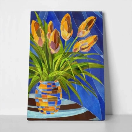 Πινακας σε καμβά ABSTRACT DECORATIVE YELLOW FLOWERS - Μπουκετα Λουλουδιων Sticky 1