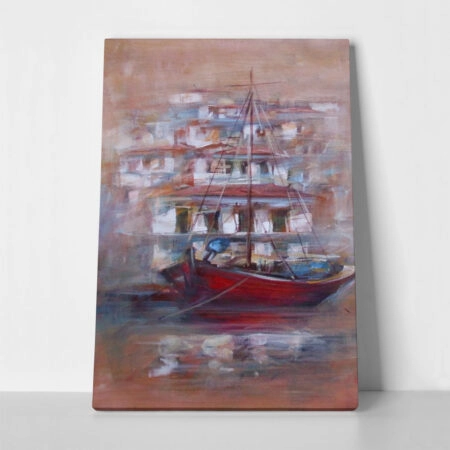 Πινακας σε καμβά BOATS ON ISLAND HARBOUR - Πλωτα