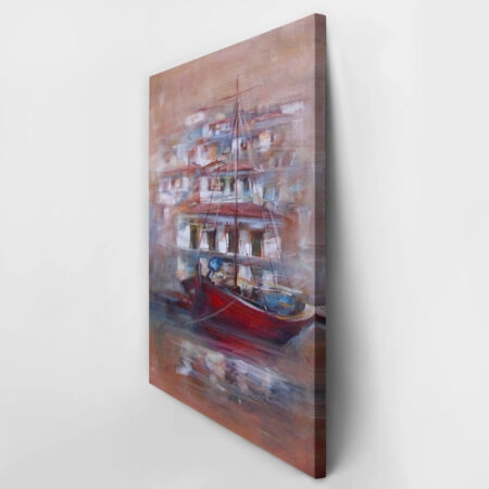 Πινακας σε καμβά BOATS ON ISLAND HARBOUR - Πλωτα Sticky 2