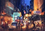Πινακας σε καμβά COLORFUL PAINTING NIGHT
