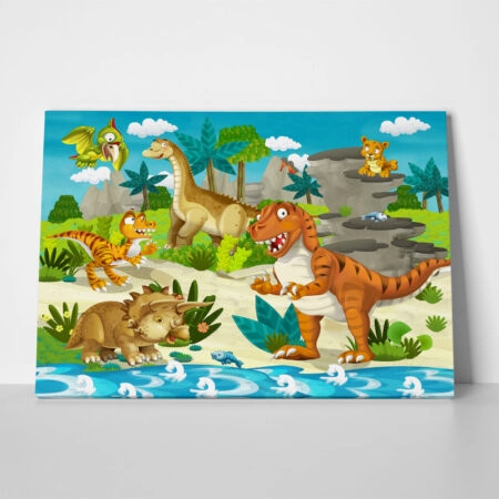 Πινακας σε καμβά DINOSAUR LAND - Παιδικοι και set