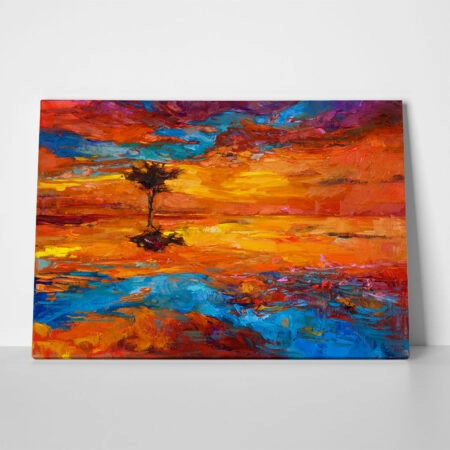 Πινακας σε καμβά GOLDEN SUNSET TREE - Ηλιοβασιλεμα