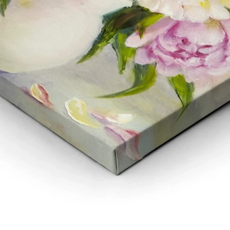 Πινακας σε καμβά LIGHT PEONIES IN VASE