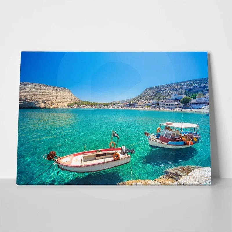 Πινακας σε καμβά MATALA BEACH FISHING BOATS